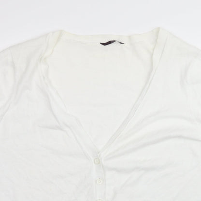 E. Womens White  Knit Cardigan Jumper Size 22