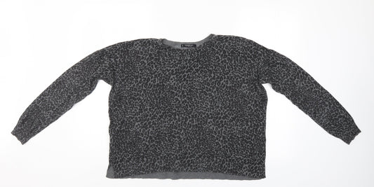 Mango Womens Grey Animal Print  Pullover Jumper Size M