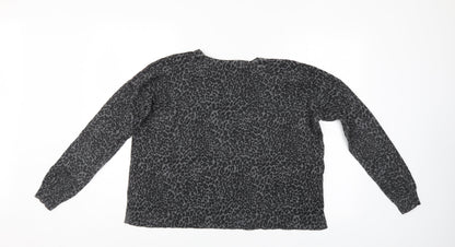Mango Womens Grey Animal Print  Pullover Jumper Size M