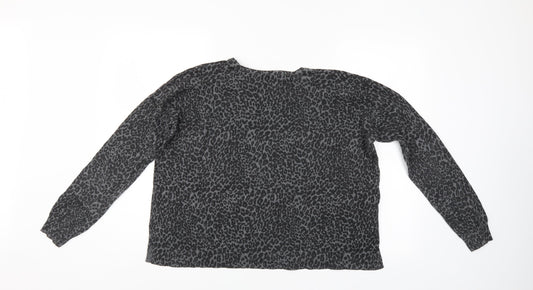 Mango Womens Grey Animal Print  Pullover Jumper Size M