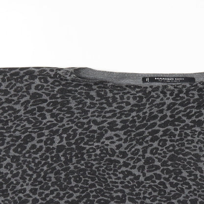 Mango Womens Grey Animal Print  Pullover Jumper Size M