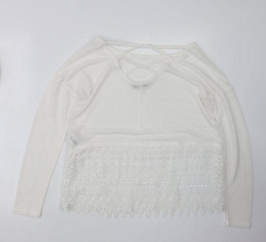 Womens UK Size 10 NEXT White Pullover Jumper