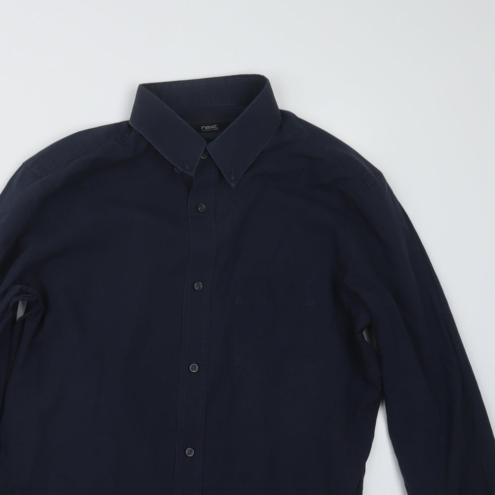 Mens UK Size 15 NEXT Blue  Button-Up Long Sleeve Casual Shirt