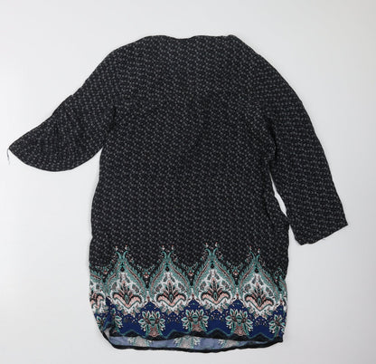 Sweet Girl Womens Black Geometric  Basic Blouse Size S