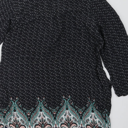 Sweet Girl Womens Black Geometric  Basic Blouse Size S