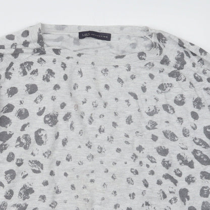 Marks and Spencer Womens Grey Geometric  Pullover Jumper Size 16