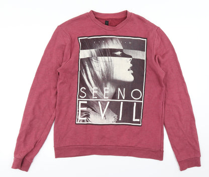 Crafted Mens Red   Pullover Sweatshirt Size S