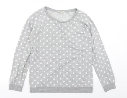 Additional front view of Papaya women’s grey polka dot pullover sweatshirt, size UK 8
