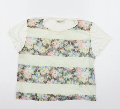 Miss Selfridge Womens White Striped Jersey Basic T-Shirt Size 10