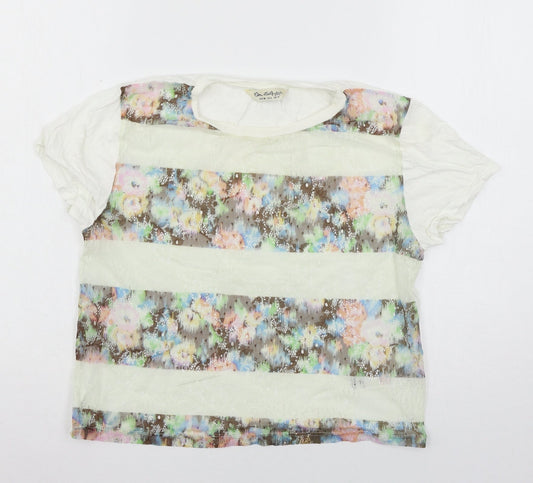 Miss Selfridge Womens White Striped Jersey Basic T-Shirt Size 10