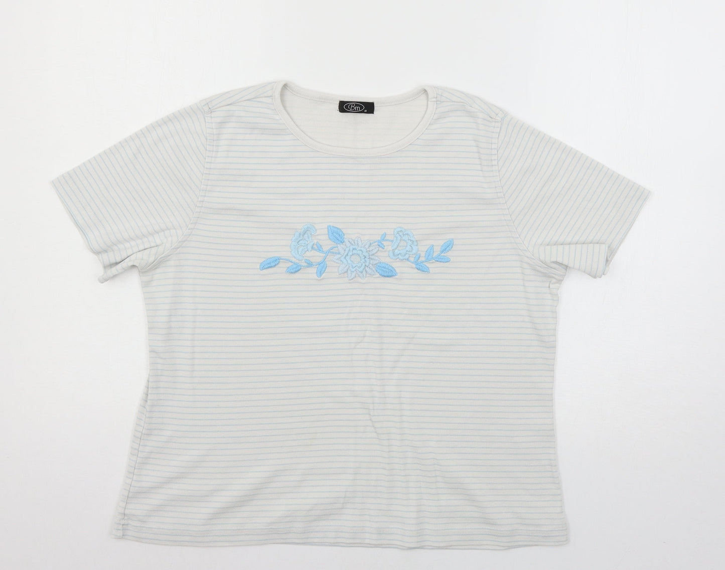 Bonmarché Womens White Striped Jersey Basic T-Shirt Size M