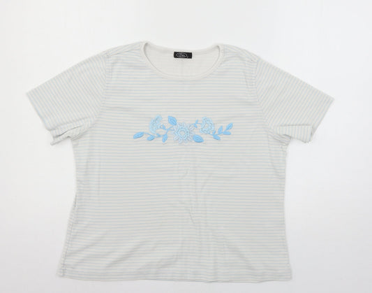 Bonmarché Womens White Striped Jersey Basic T-Shirt Size M