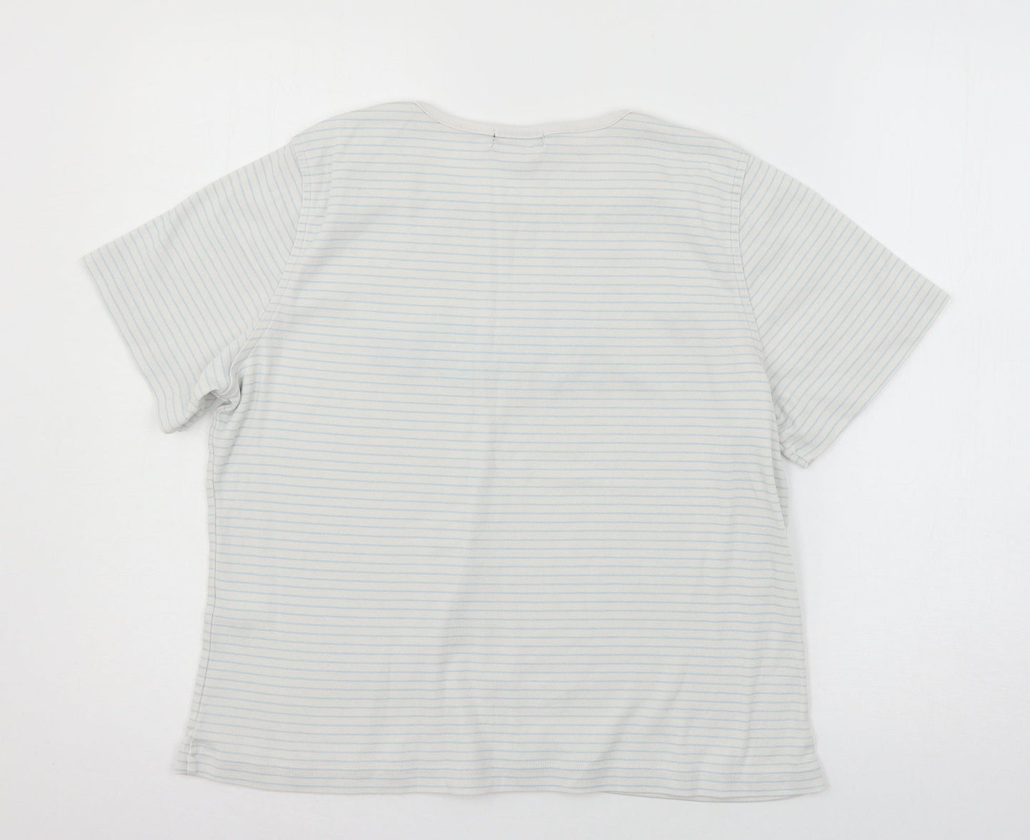 Bonmarché Womens White Striped Jersey Basic T-Shirt Size M