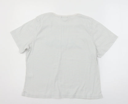Bonmarché Womens White Striped Jersey Basic T-Shirt Size M