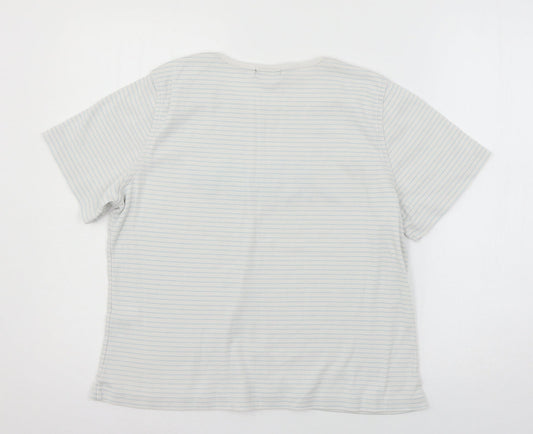 Bonmarché Womens White Striped Jersey Basic T-Shirt Size M