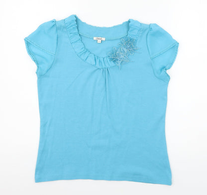 Womens UK Size L text Blue Basic T-Shirt