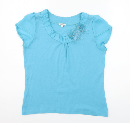 Womens UK Size L text Blue Basic T-Shirt