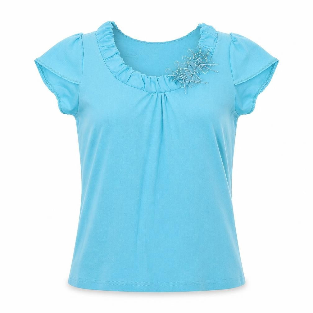 Womens UK Size L text Blue Basic T-Shirt