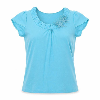 Womens UK Size L text Blue Basic T-Shirt