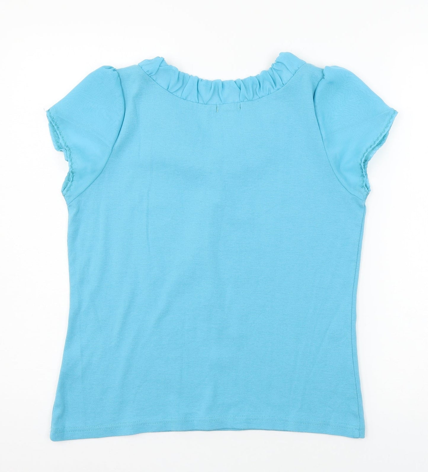 Womens UK Size L text Blue Basic T-Shirt