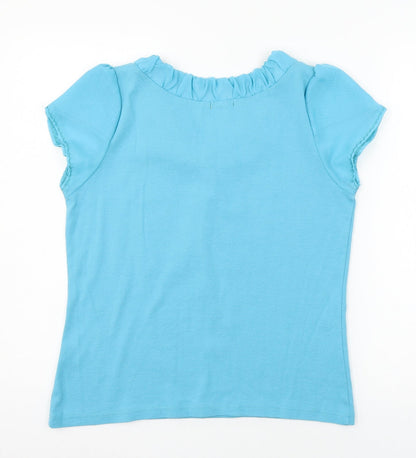 Womens UK Size L text Blue Basic T-Shirt