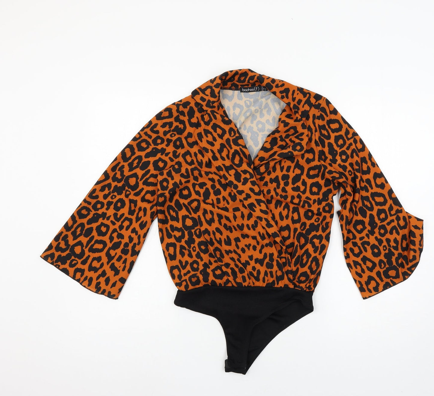 Boohoo Womens Orange Geometric  Bodysuit One-Piece Size 6