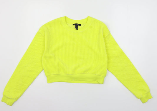Womens UK Size S FOREVER 21 Yellow Pullover Sweatshirt
