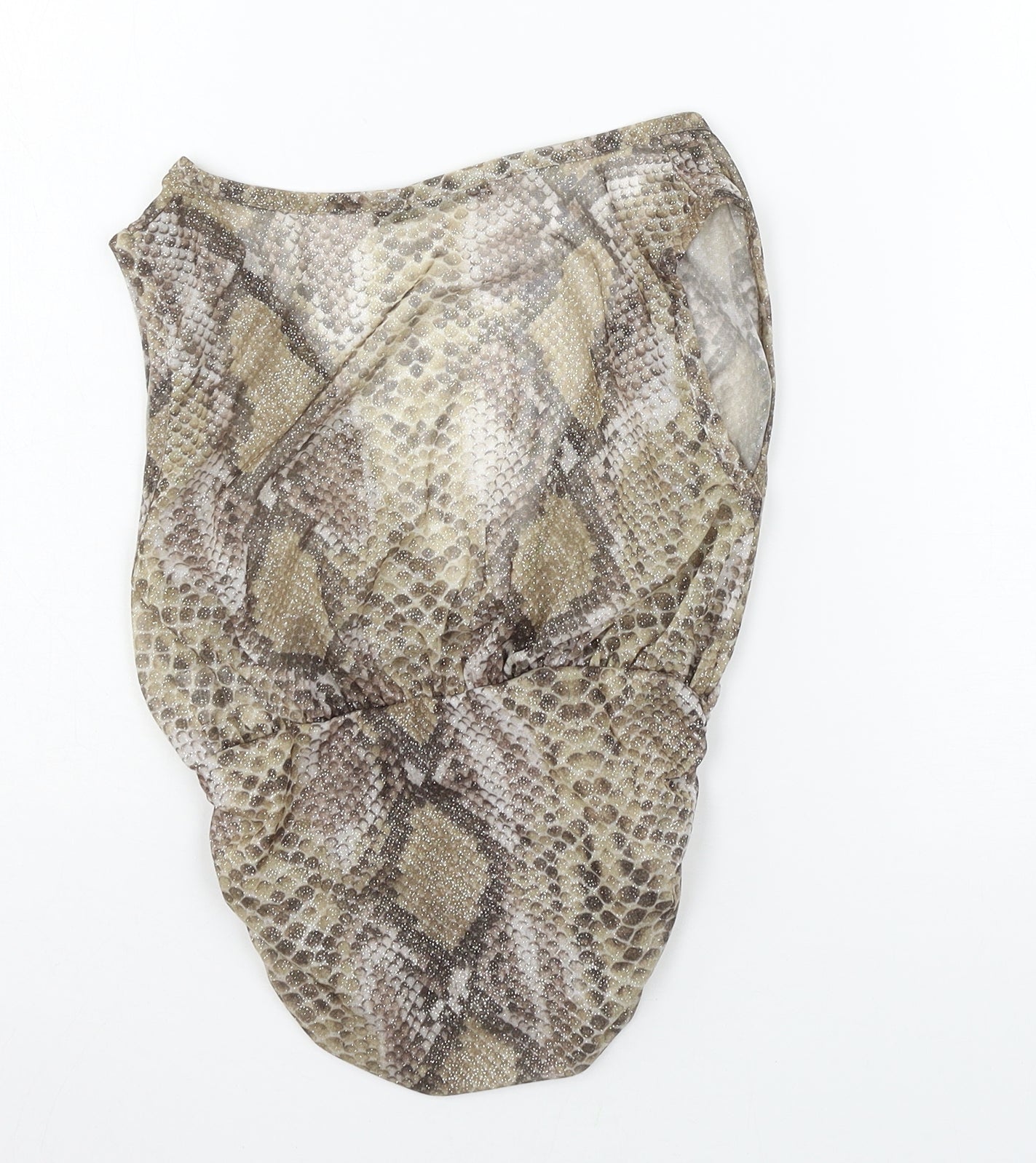 Boohoo Womens Beige Animal Print Mesh Basic T-Shirt Size 10