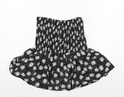 Boohoo Womens Black Floral  Basic Blouse Size 8