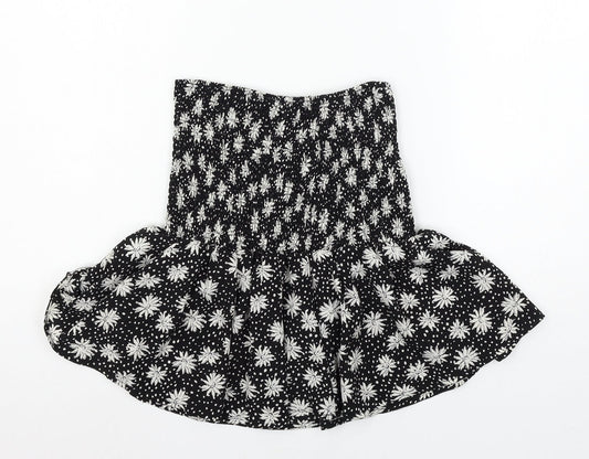 Boohoo Womens Black Floral  Basic Blouse Size 8