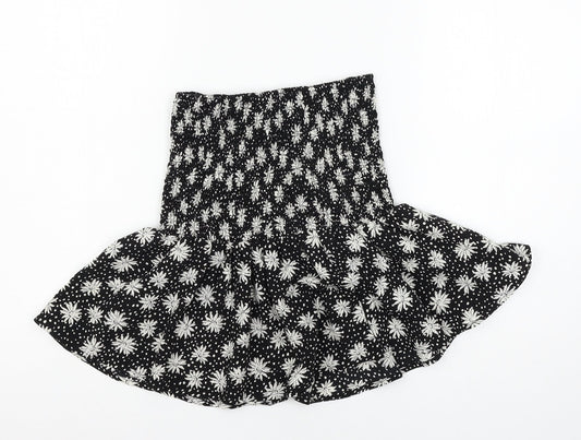 Boohoo Womens Black Floral  Basic Blouse Size 8