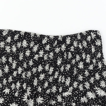 Boohoo Womens Black Floral  Basic Blouse Size 8