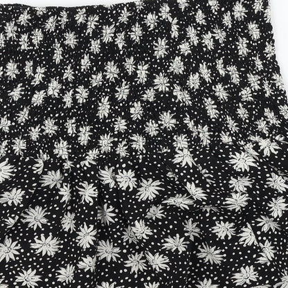 Boohoo Womens Black Floral  Basic Blouse Size 8