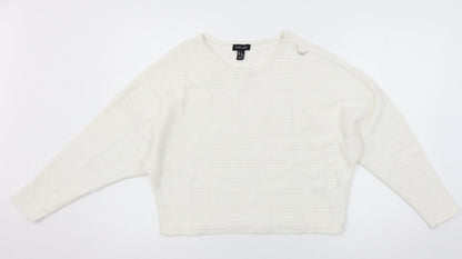New Look Womens White  Jersey Pullover Sweatshirt Size S
