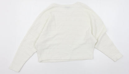 New Look Womens White  Jersey Pullover Sweatshirt Size S
