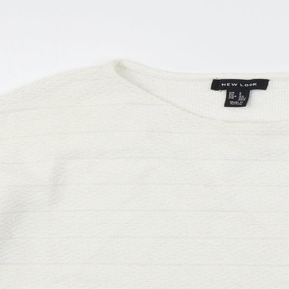 New Look Womens White  Jersey Pullover Sweatshirt Size S