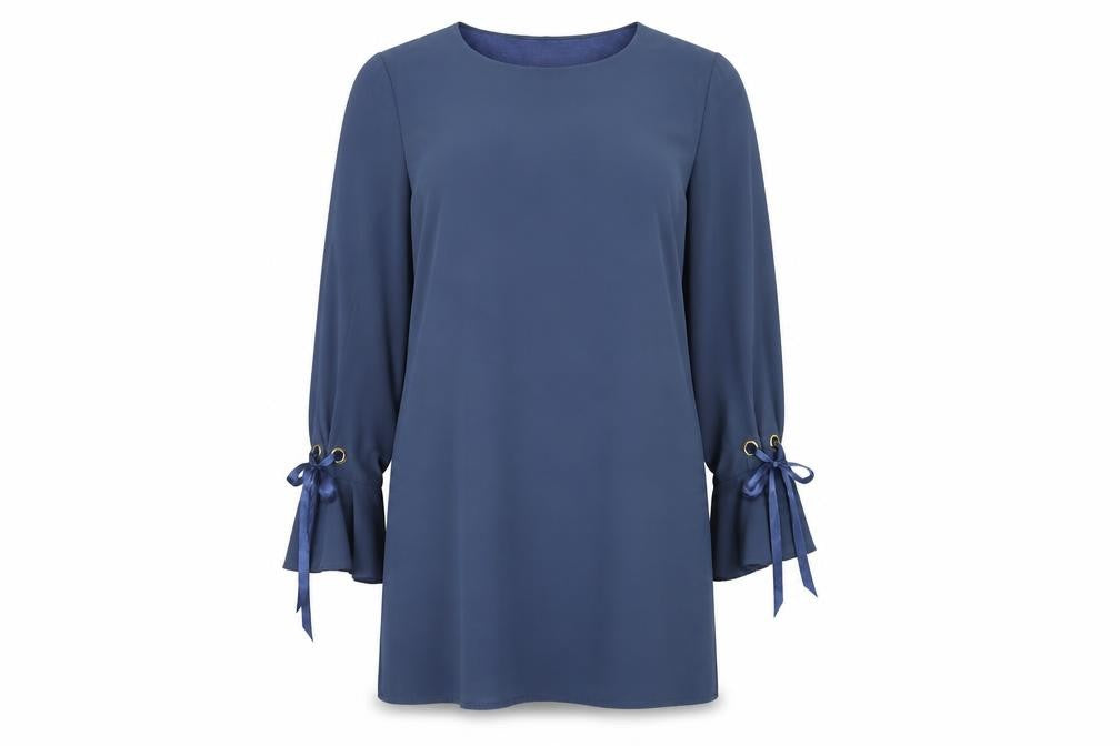 Womens UK Size 10 Yumi Blue Basic Blouse
