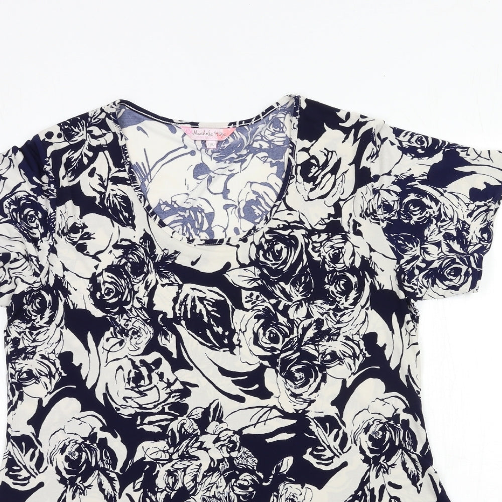 Womens UK Size 10 Michele Hope Blue Basic T-Shirt