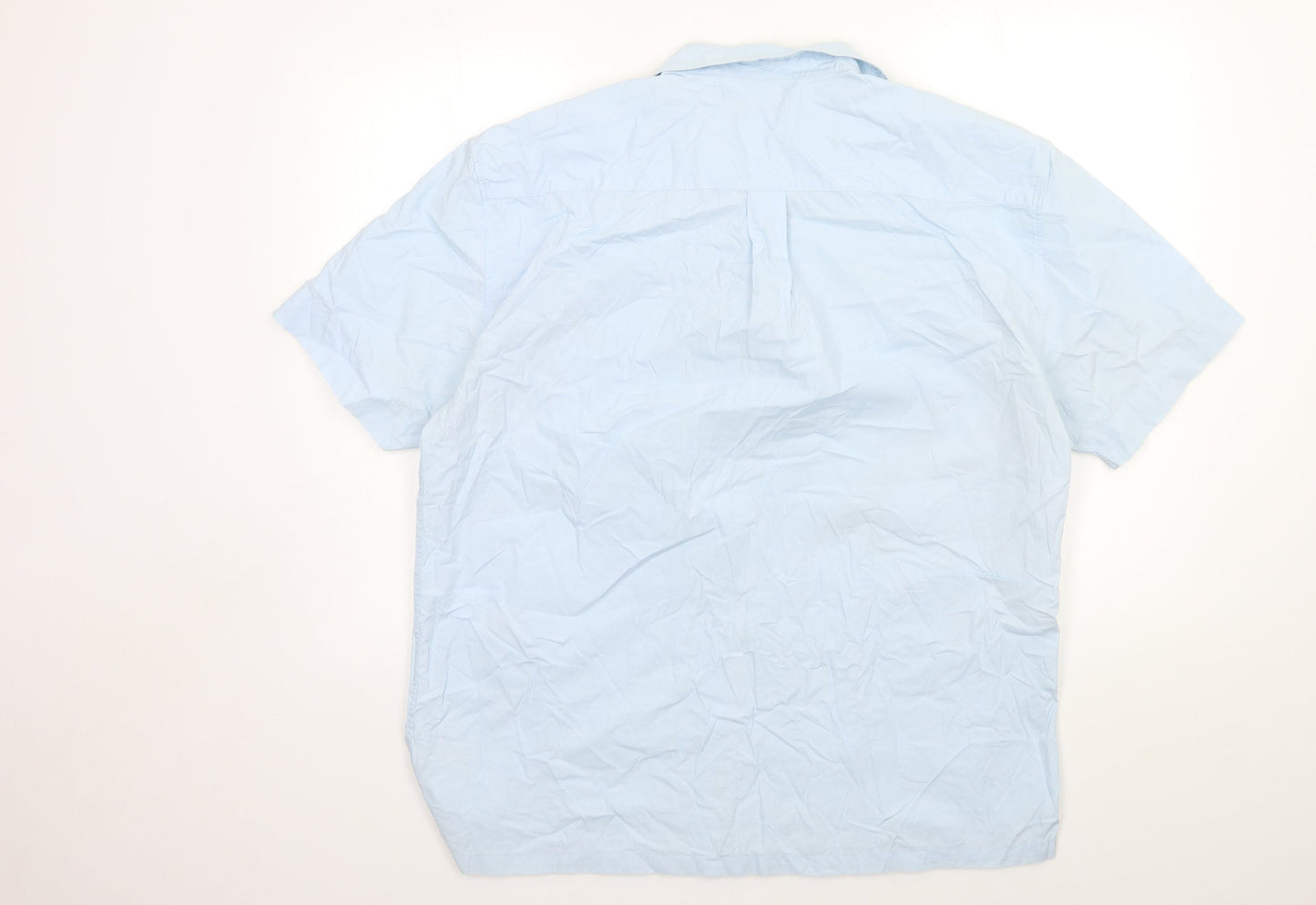 Mens UK Size XL John Blue  Button-Up Short Sleeve Casual Shirt