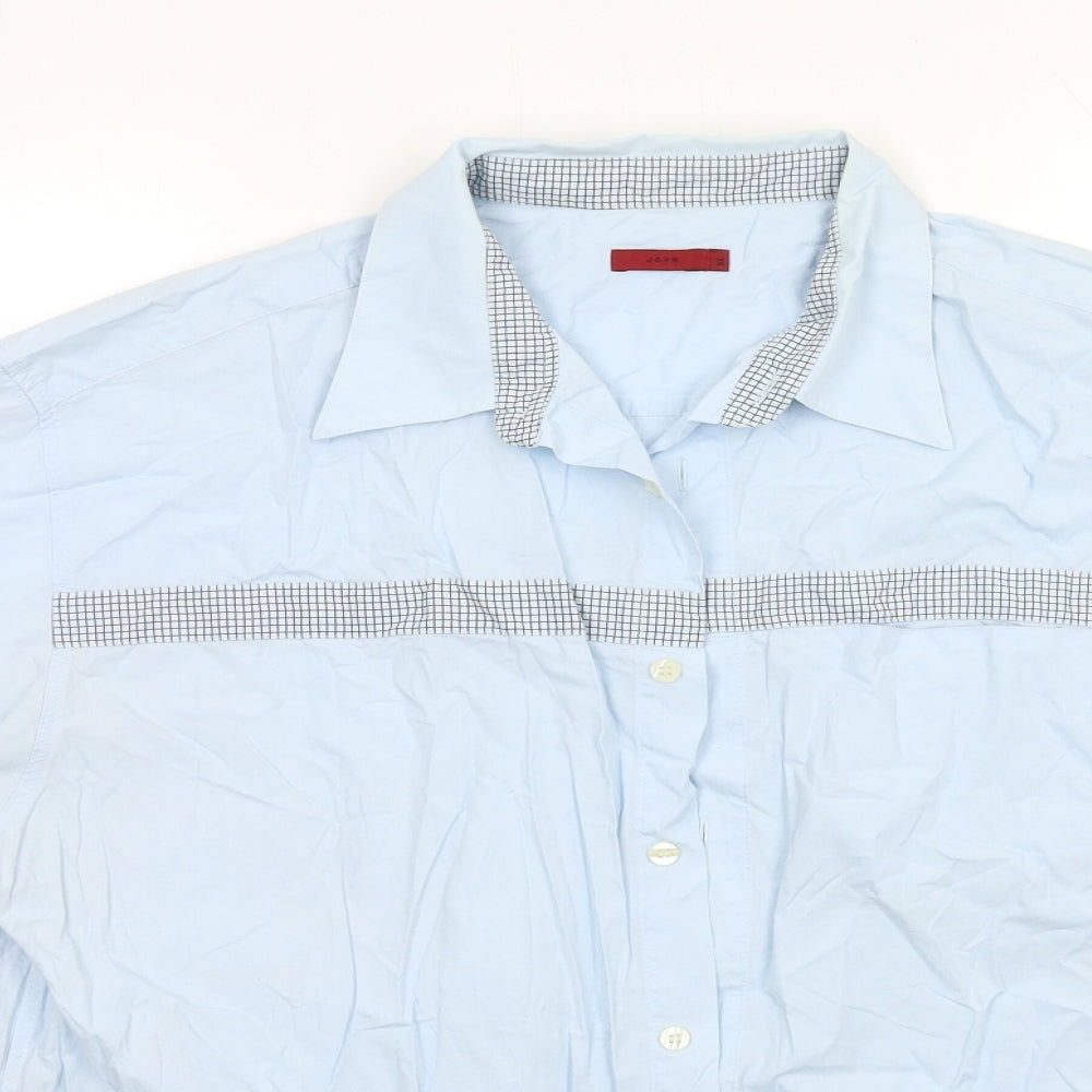Mens UK Size XL John Blue  Button-Up Short Sleeve Casual Shirt