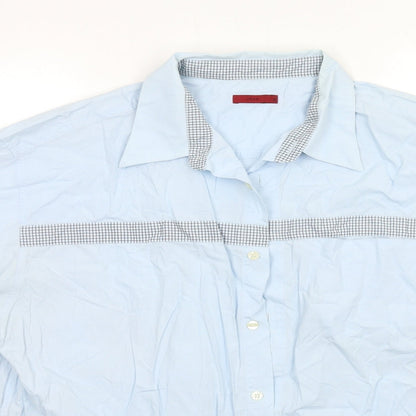 Mens UK Size XL John Blue  Button-Up Short Sleeve Casual Shirt