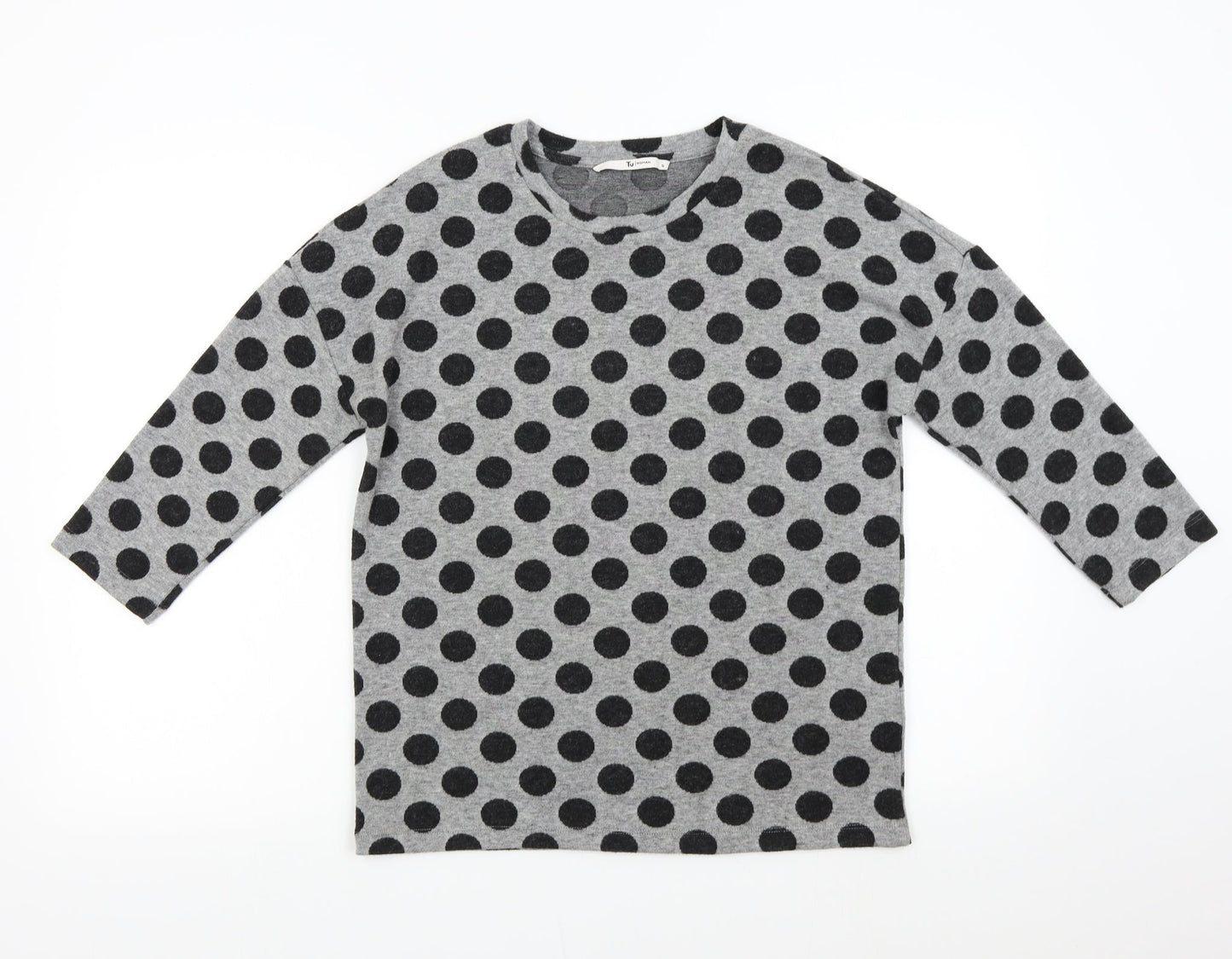 TU Womens Grey Polka Dot Knit Pullover Jumper Size 10