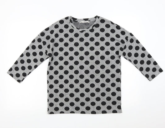 TU Womens Grey Polka Dot Knit Pullover Jumper Size 10