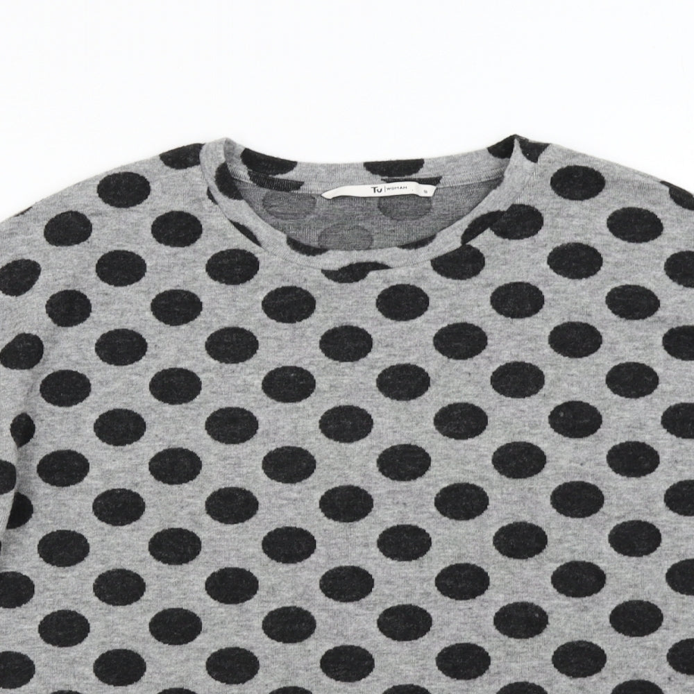 TU Womens Grey Polka Dot Knit Pullover Jumper Size 10