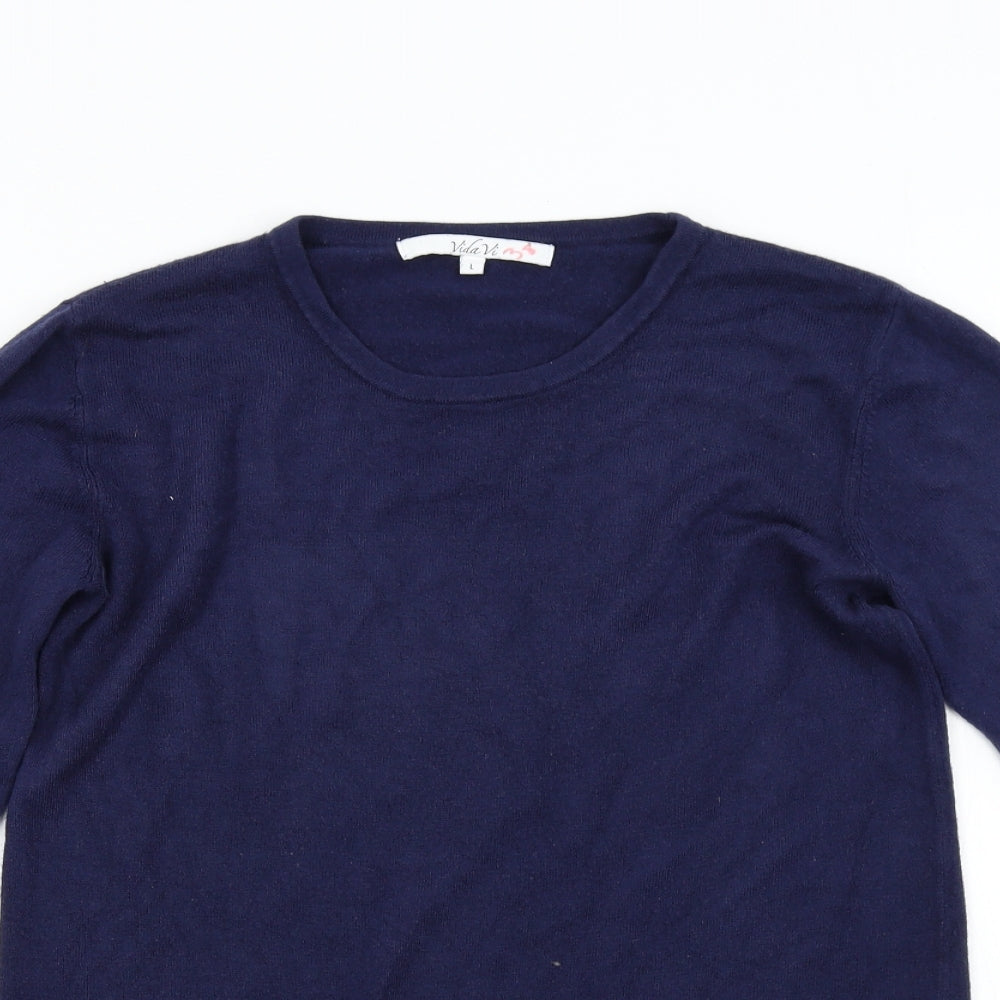 Womens UK Size L Vida Vi Blue Pullover Jumper