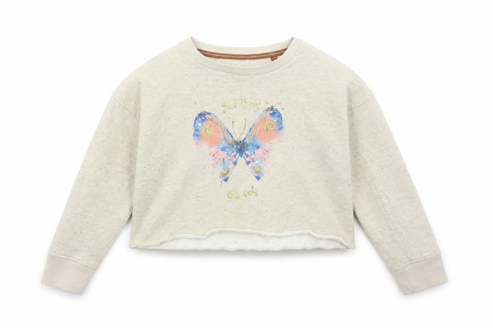 NEXT Girls Beige   Pullover Sweatshirt Size 7 Years  - Butterfly