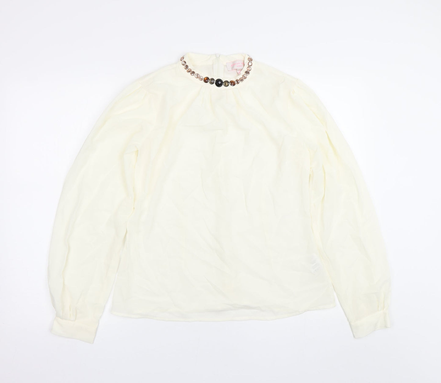 Womens UK Size L Gharani Strok Beige Basic T-Shirt