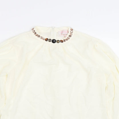 Womens UK Size L Gharani Strok Beige Basic T-Shirt