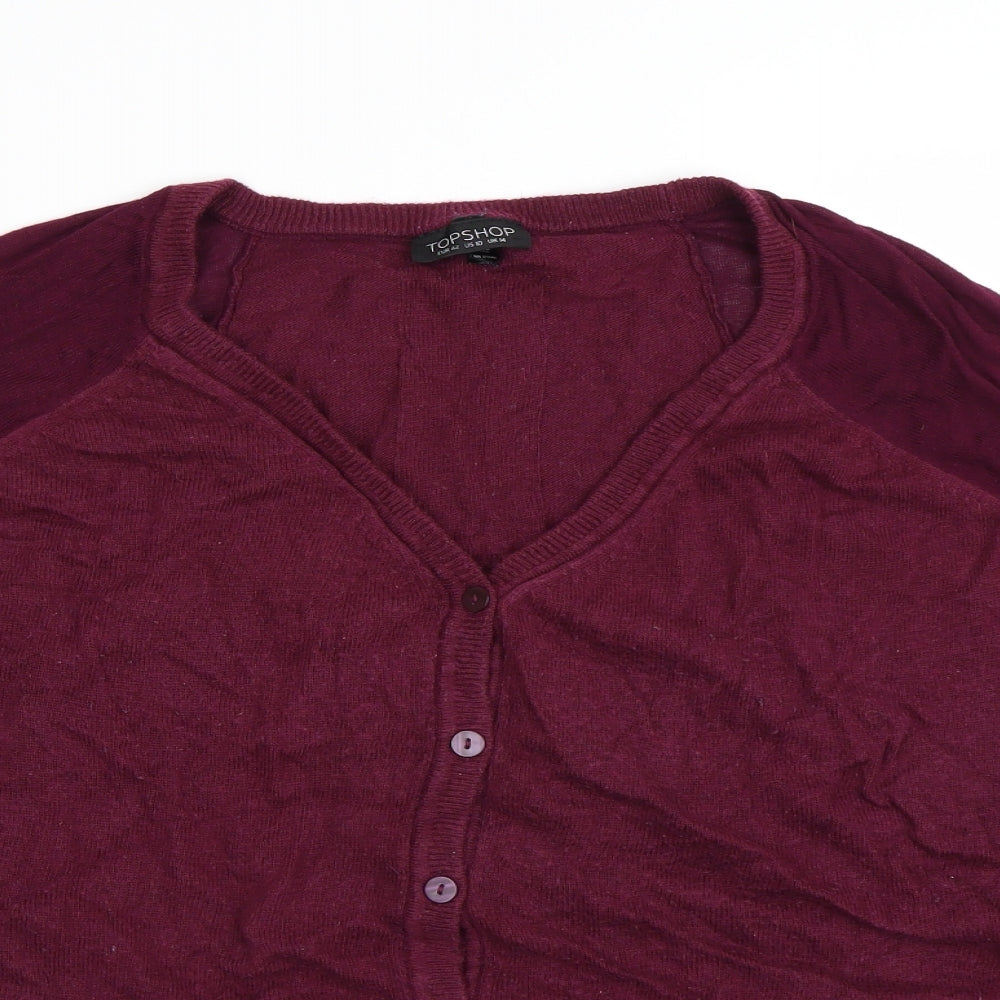 Womens UK Size 14 Topshop Purple Cardigan Jumper