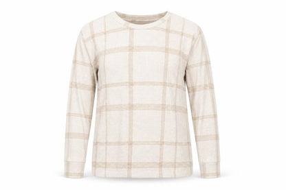 Marks & Spencer Womens Beige Check  Pullover Jumper Size 14